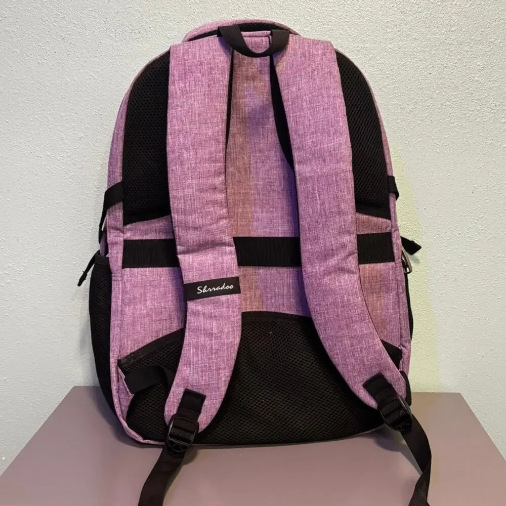 Shrradoo Purple Laptop Backpack USB Charging Port Travel School Work Bag